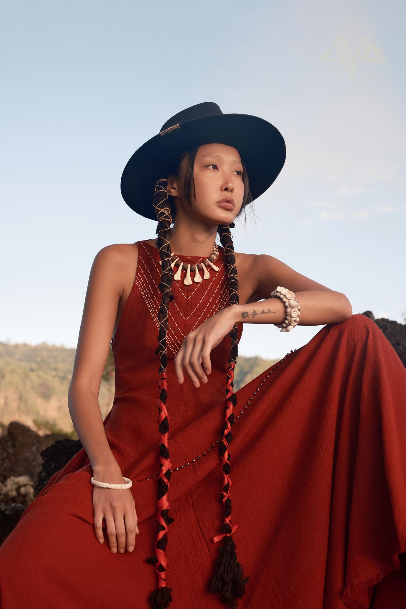 Red Bhakti Dress • Boho A Line Goddess Dress • Minimalist Cocktail Dress - AYA Sacred Wear