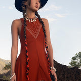 Red Bhakti Dress • Boho A Line Goddess Dress • Minimalist Cocktail Dress - AYA Sacred Wear