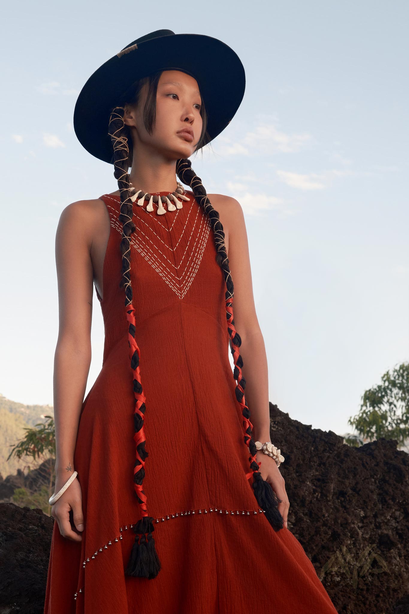 Red Bhakti Dress • Boho A Line Goddess Dress • Minimalist Cocktail Dress - AYA Sacred Wear