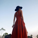 Red Bhakti Dress • Boho A Line Goddess Dress • Minimalist Cocktail Dress - AYA Sacred Wear