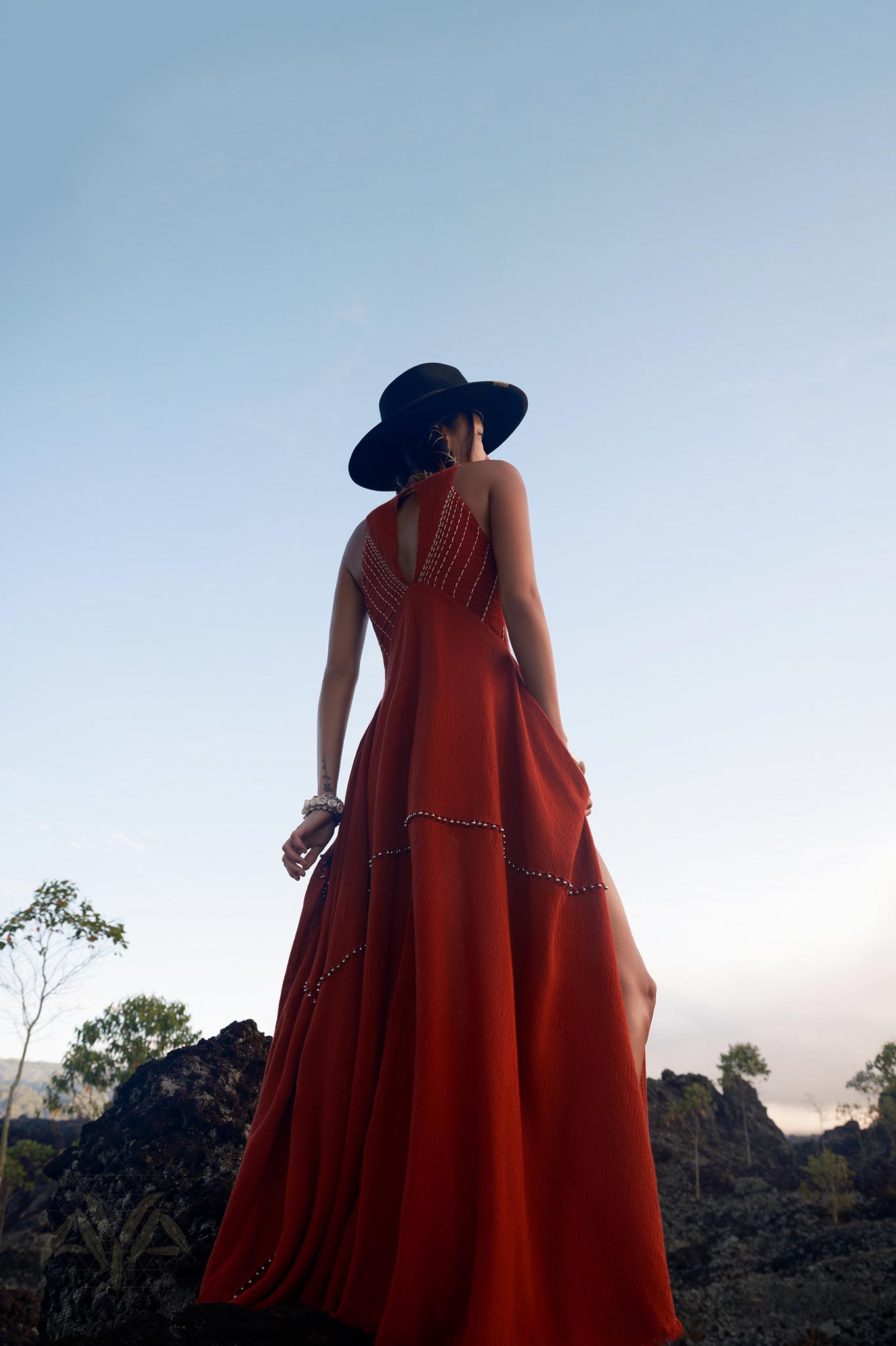 Red Bhakti Dress • Boho A Line Goddess Dress • Minimalist Cocktail Dress - AYA Sacred Wear