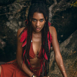 Red Boho Crop Top • Bohemian Top with Handmade Knots - AYA Sacred Wear