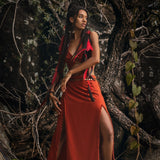 Red Boho Crop Top • Bohemian Top with Handmade Knots - AYA Sacred Wear