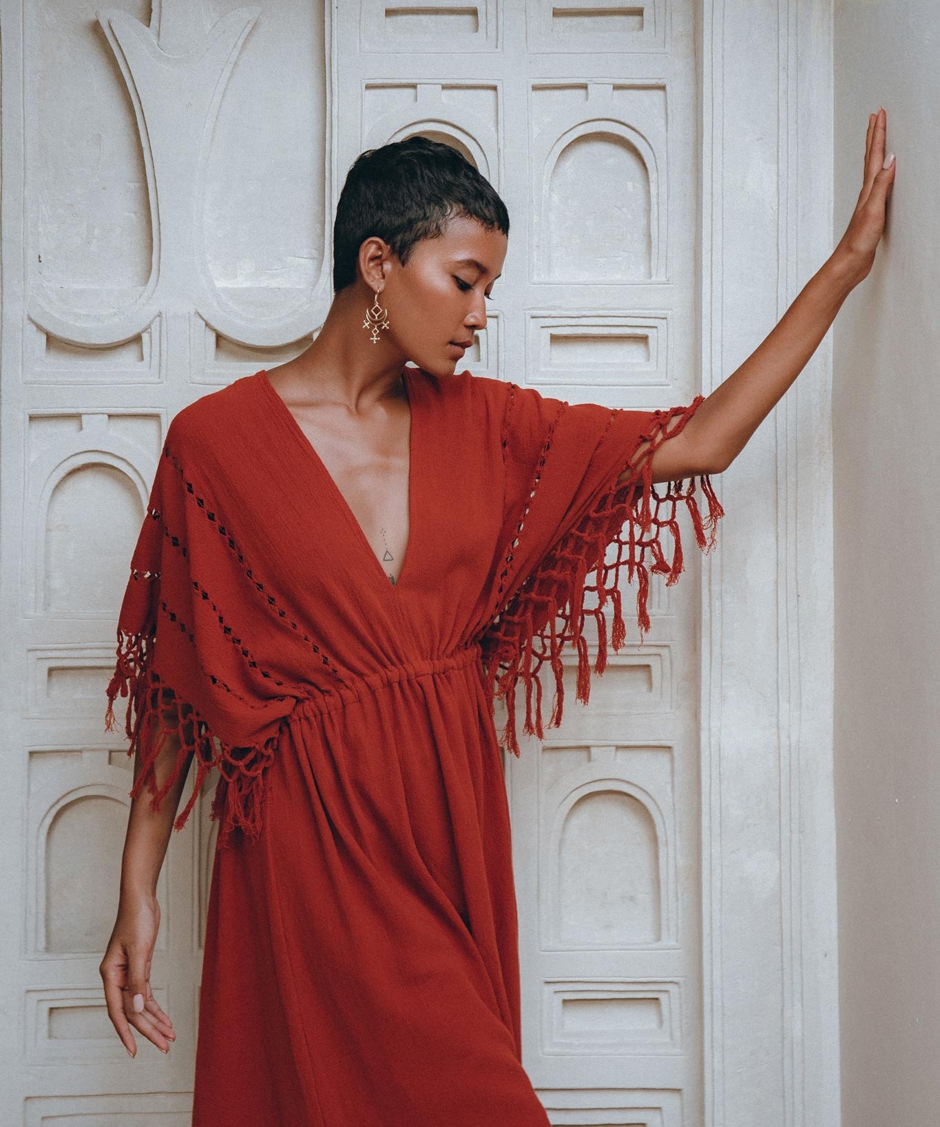 Red Boho Dress • Boho Dress for Women • Red Maxi Bridesmaid Dress - AYA Sacred Wear