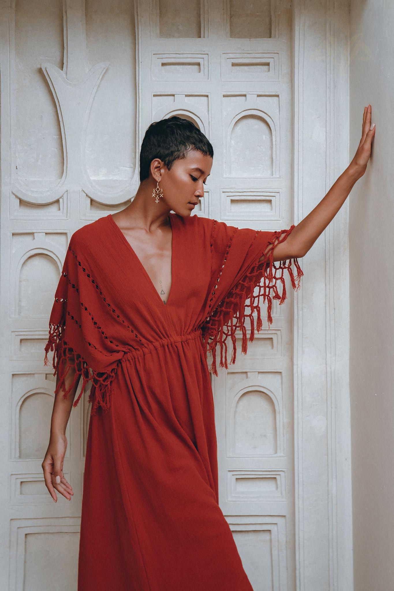 Red Boho Dress • Boho Dress for Women • Red Maxi Bridesmaid Dress - AYA Sacred Wear