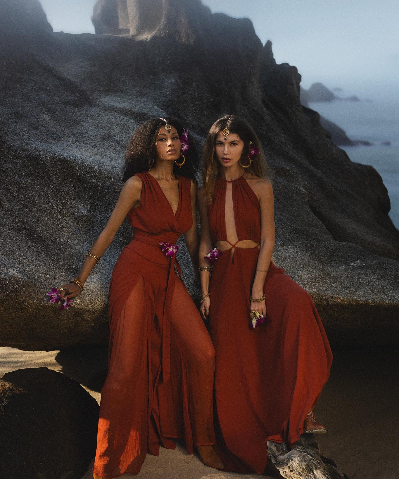 Red Goddess Dress • Fairy Tale Maxi Dress For Women • Cross Open Belly Back Dress - AYA Sacred Wear