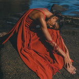 Red Greek Dress • Prom Dance Macrame Dress • Boho Goddess Dress - AYA Sacred Wear