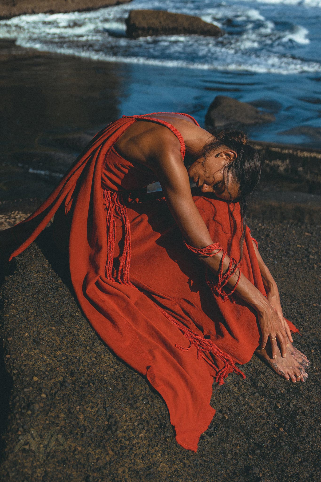 Red Greek Dress • Prom Dance Macrame Dress • Boho Goddess Dress - AYA Sacred Wear