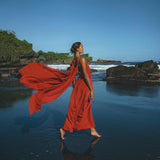 Red Greek Dress • Prom Dance Macrame Dress • Boho Goddess Dress - AYA Sacred Wear