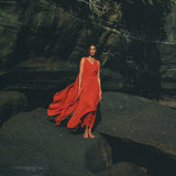 Red Greek Dress • Prom Dance Macrame Dress • Boho Goddess Dress - AYA Sacred Wear