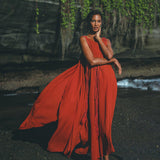 Red Greek Dress • Prom Dance Macrame Dress • Boho Goddess Dress - AYA Sacred Wear