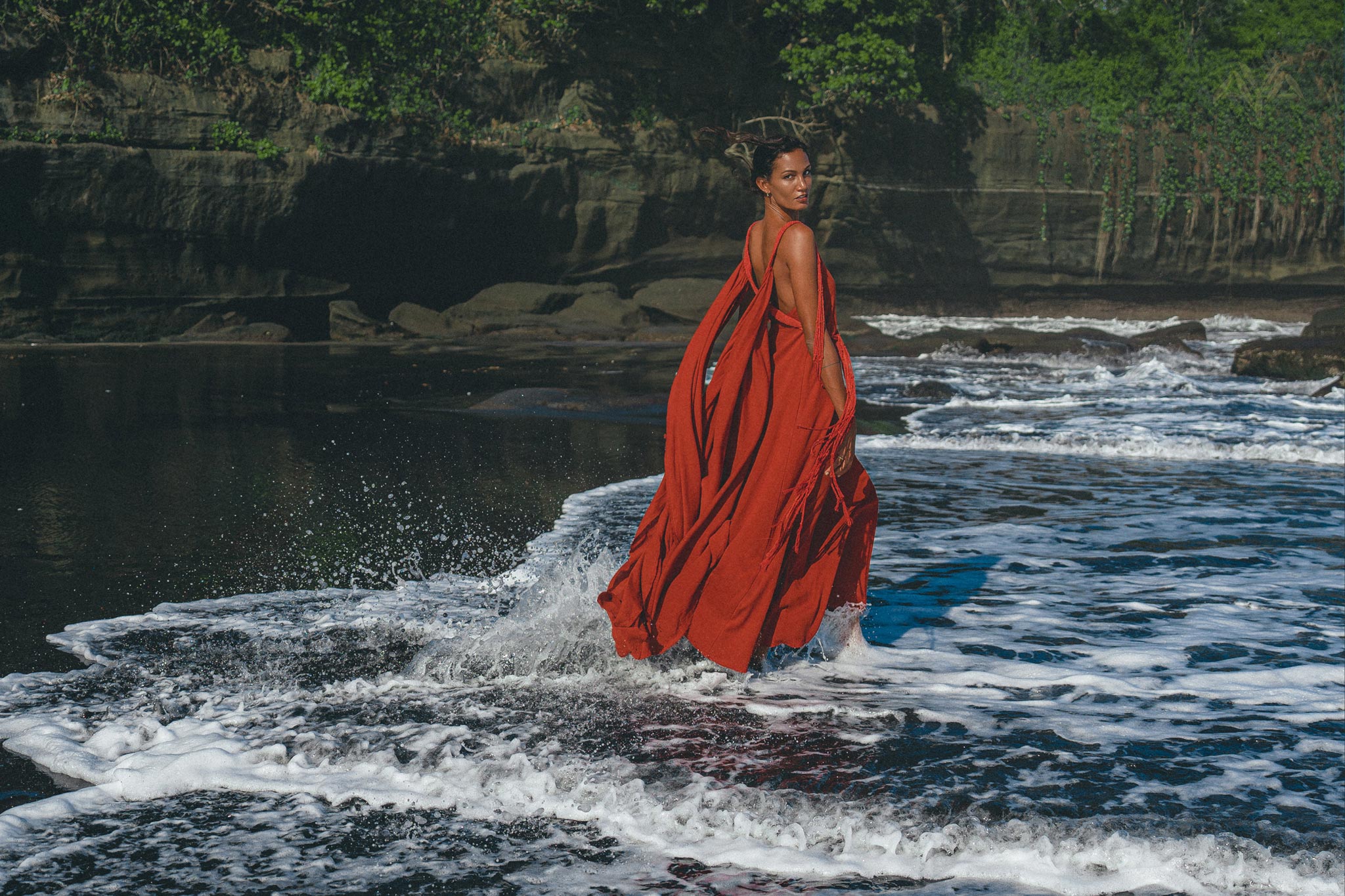 Red Greek Dress • Prom Dance Macrame Dress • Boho Goddess Dress - AYA Sacred Wear