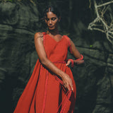 Red Greek Dress • Prom Dance Macrame Dress • Boho Goddess Dress - AYA Sacred Wear