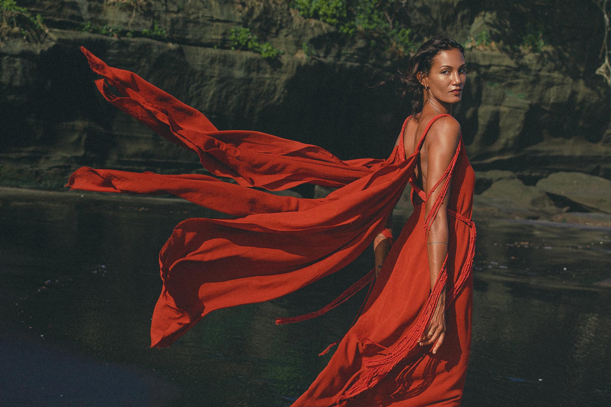 Red Greek Dress • Prom Dance Macrame Dress • Boho Goddess Dress - AYA Sacred Wear