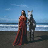 Red Greek Goddess Prom Boho Dress - AYA Sacred Wear