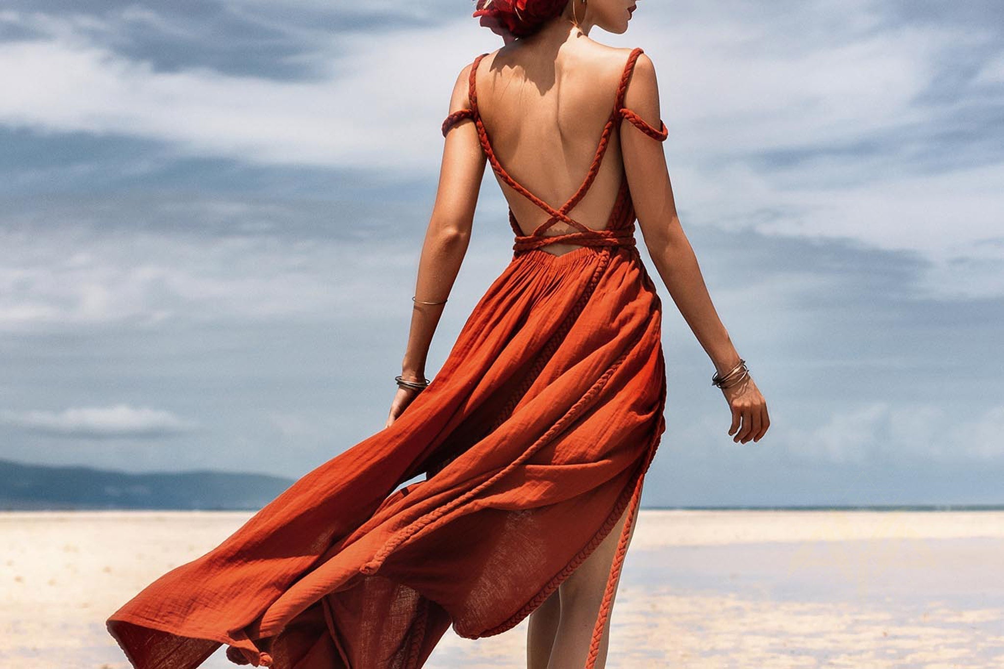 Red Greek Goddess Prom Boho Dress - AYA Sacred Wear