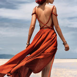 Red Greek Goddess Prom Boho Dress - AYA Sacred Wear