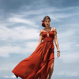 Red Greek Goddess Prom Boho Dress - AYA Sacred Wear