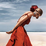 Red Greek Goddess Prom Boho Dress - AYA Sacred Wear