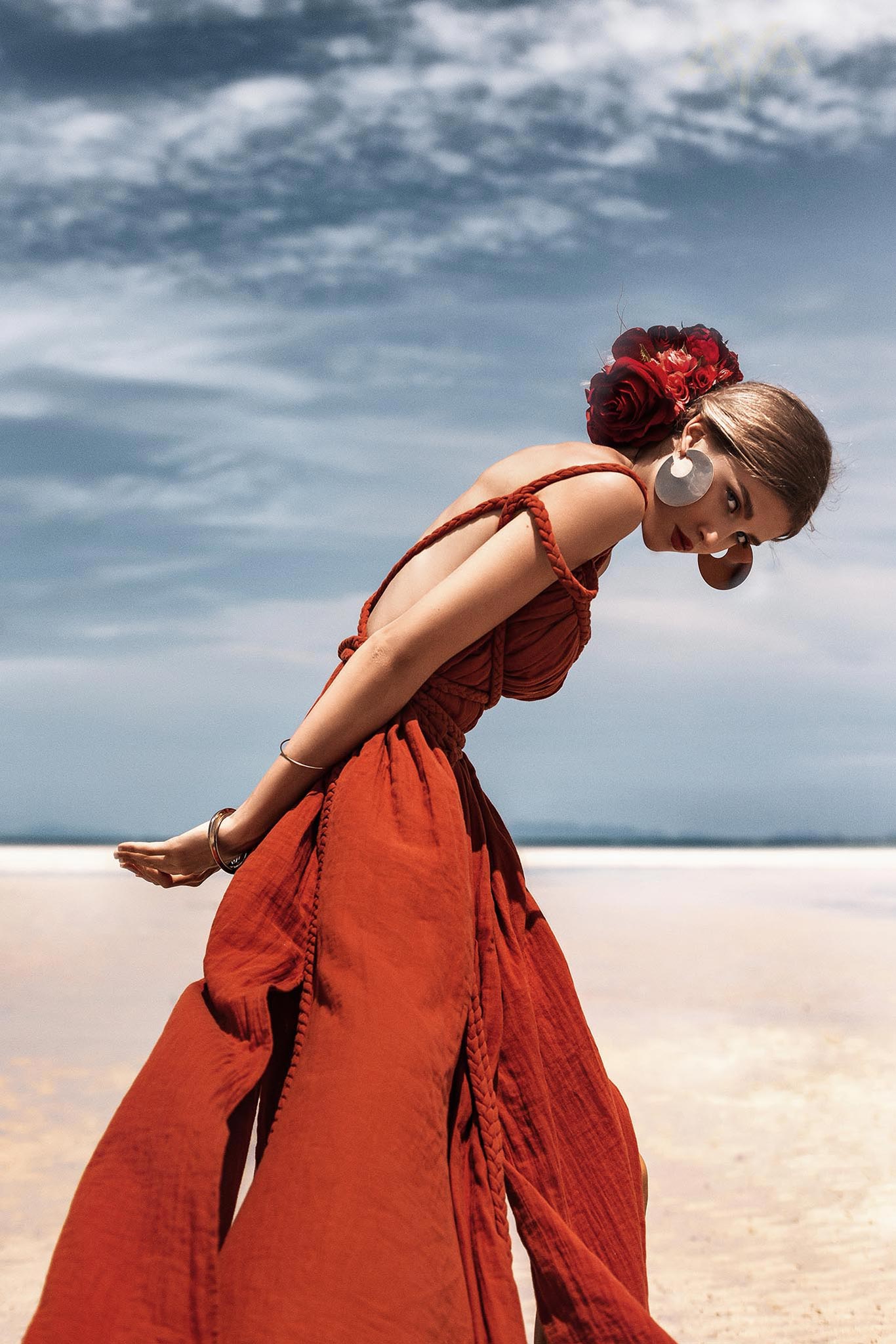 Red Greek Goddess Prom Boho Dress - AYA Sacred Wear