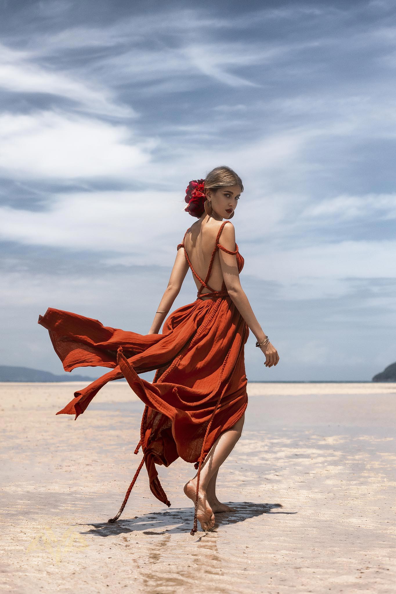 Red Greek Goddess Prom Boho Dress - AYA Sacred Wear