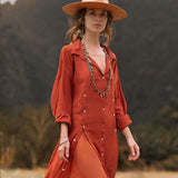 Red Kannika Shirt Dress • Adjustable Kaftan Dress • Multiway Button Down Dress - AYA Sacred Wear