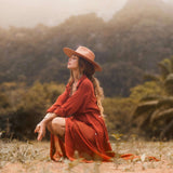 Red Kannika Shirt Dress • Adjustable Kaftan Dress • Multiway Button Down Dress - AYA Sacred Wear