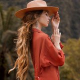 Red Kannika Shirt Dress • Adjustable Kaftan Dress • Multiway Button Down Dress - AYA Sacred Wear