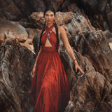 Red Multiway Dress • Beach Adjustable Dress • Boho Sleeveless Dress - AYA Sacred Wear