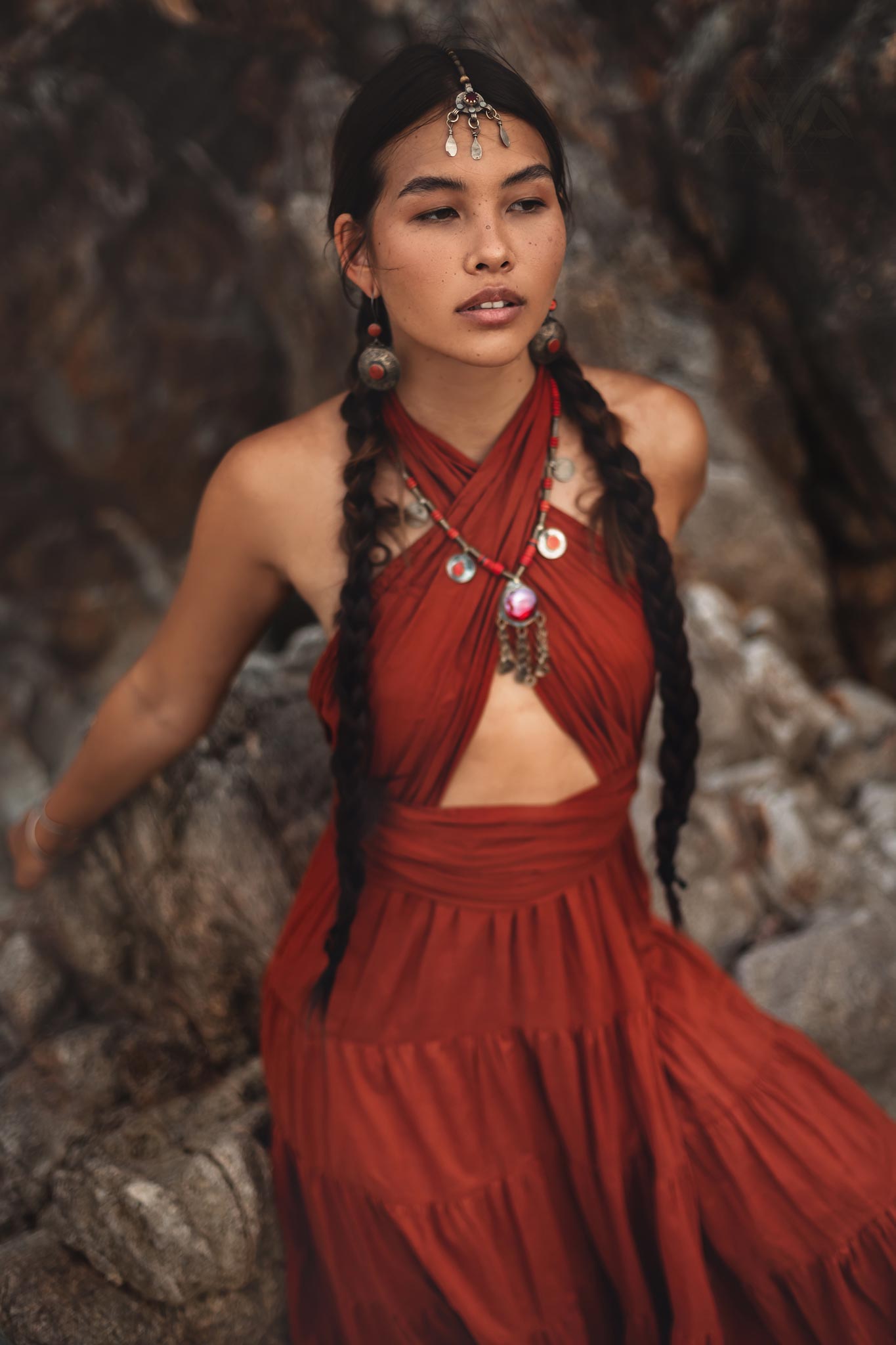 Red Multiway Dress • Beach Adjustable Dress • Boho Sleeveless Dress - AYA Sacred Wear