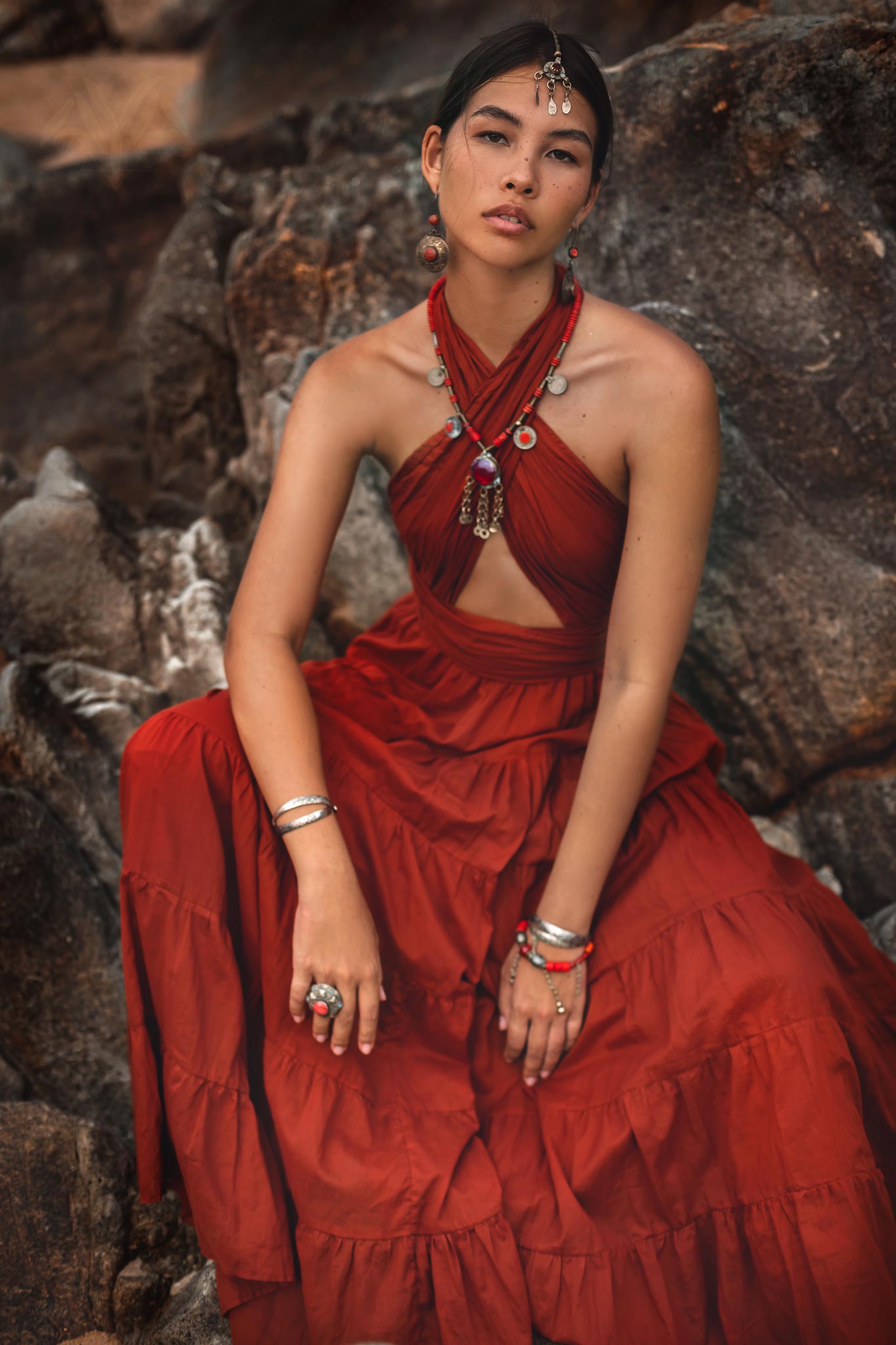 Red Multiway Dress • Beach Adjustable Dress • Boho Sleeveless Dress - AYA Sacred Wear