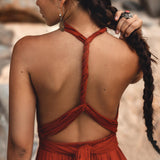 Red Multiway Dress • Beach Adjustable Dress • Boho Sleeveless Dress - AYA Sacred Wear