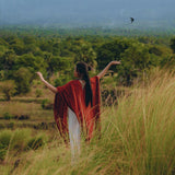 Red Poncho Robe • Boho Cape for Women • Bohemian Kimono Overcoat - AYA Sacred Wear