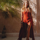 Red Rose Goddess Dress • Sexy Open Neckline Dress • Organic Stylish Dress - AYA Sacred Wear