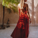 Red Rose Goddess Dress • Sexy Open Neckline Dress • Organic Stylish Dress - AYA Sacred Wear