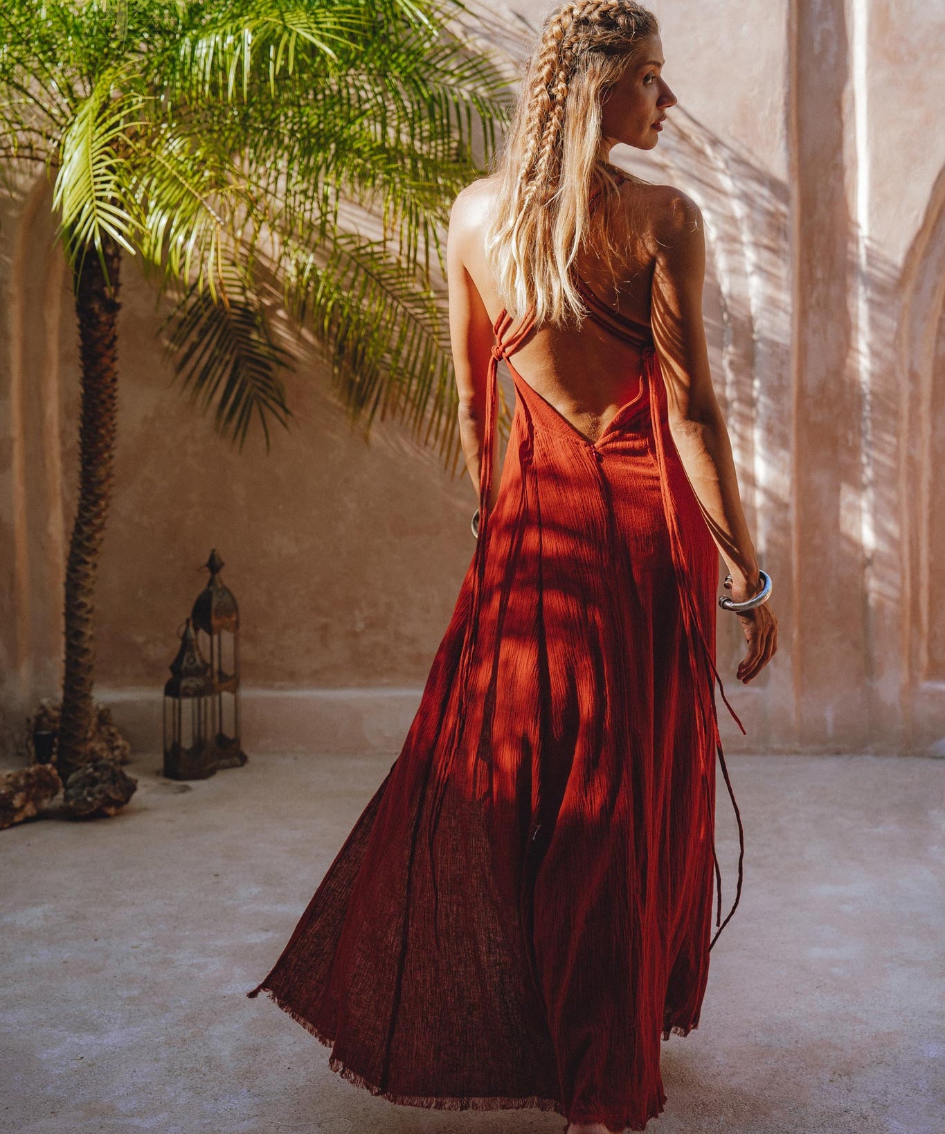 Red Rose Goddess Dress • Sexy Open Neckline Dress • Organic Stylish Dress - AYA Sacred Wear