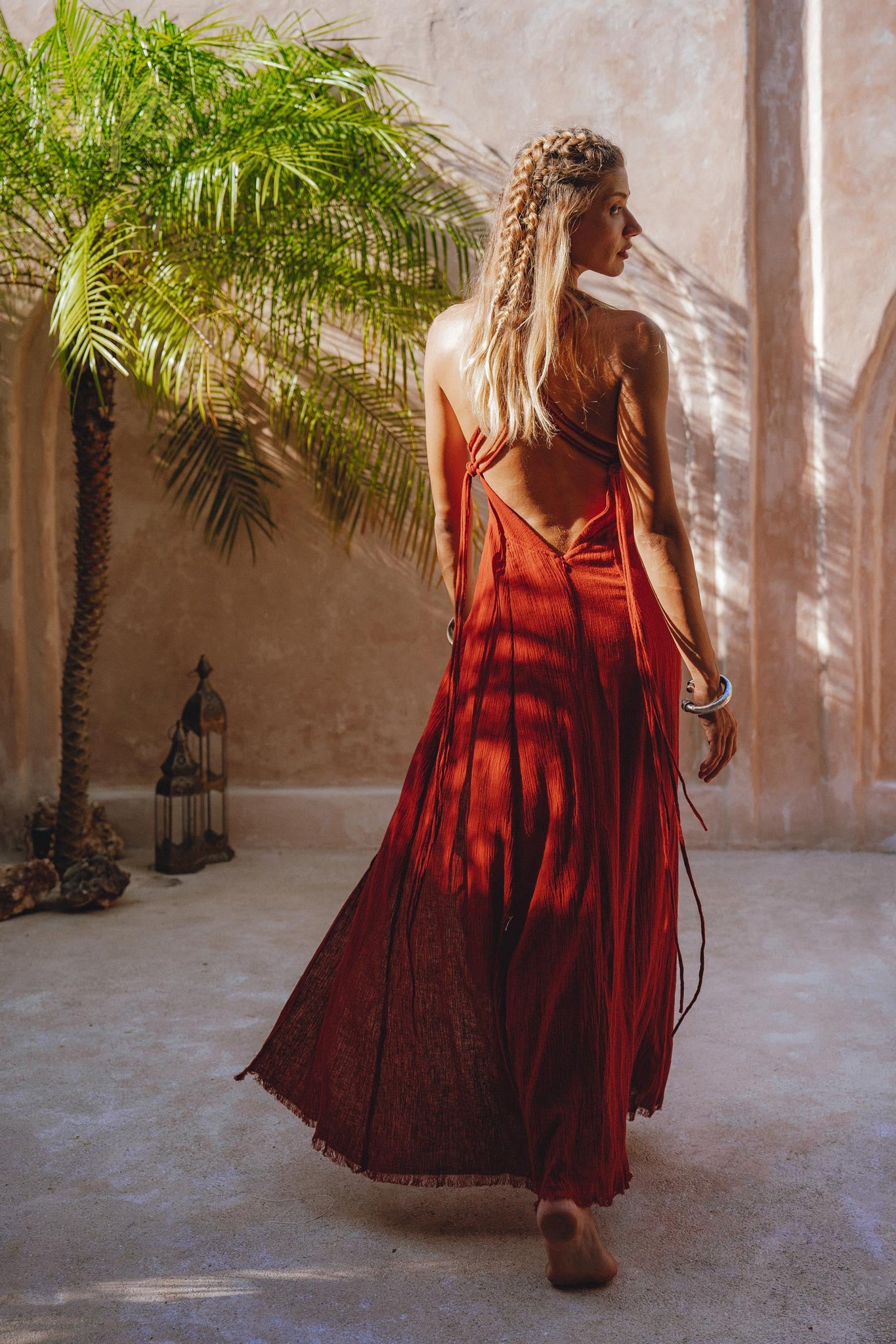 Red Rose Goddess Dress • Sexy Open Neckline Dress • Organic Stylish Dress - AYA Sacred Wear