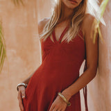 Red Rose Goddess Dress • Sexy Open Neckline Dress • Organic Stylish Dress - AYA Sacred Wear