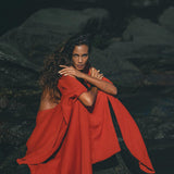 Red Rose Greek Goddess Dress • Boho Bridesmaid Dress • Bell Sleeves Dress - AYA Sacred Wear