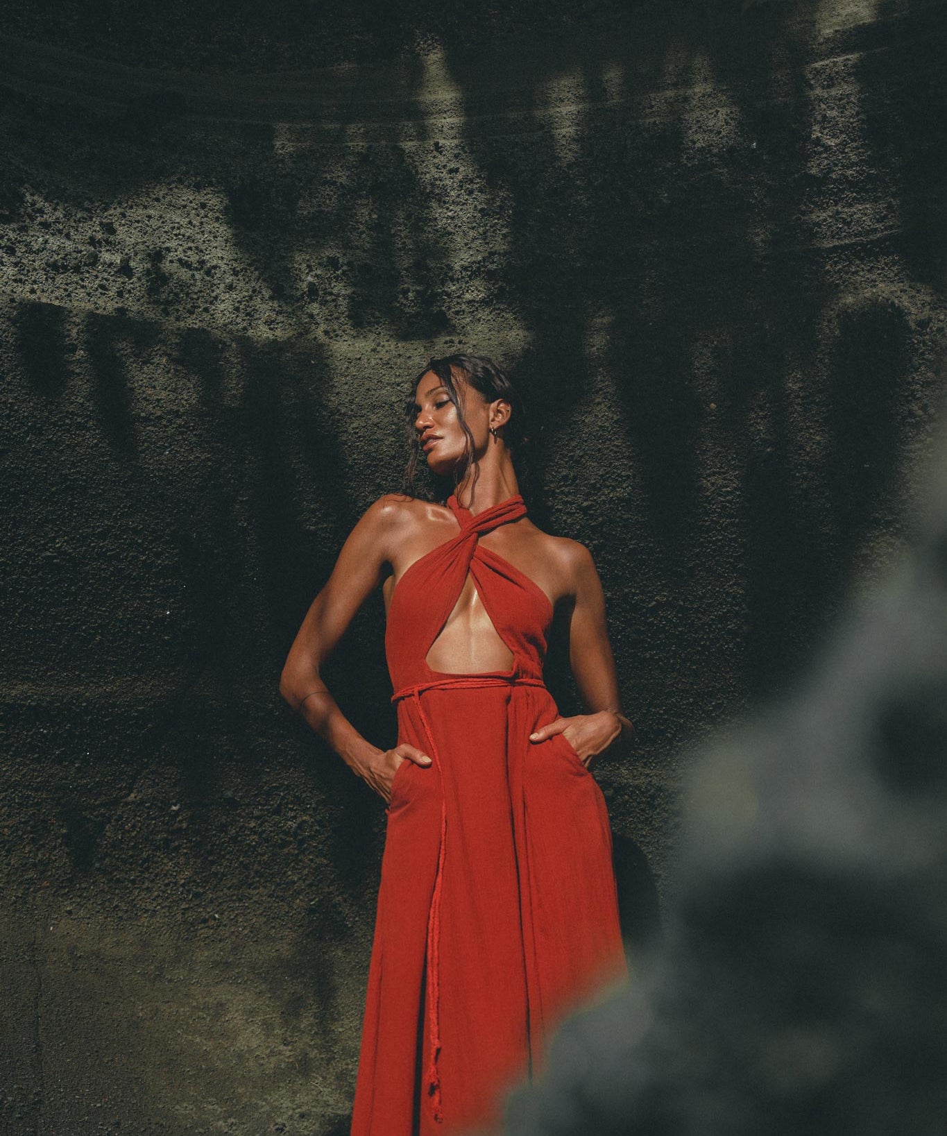 Red Rose Harmonia Dress • Goddess Dress • Open Belly Sexy Dress • Organic Adjustable Dress - AYA Sacred Wear