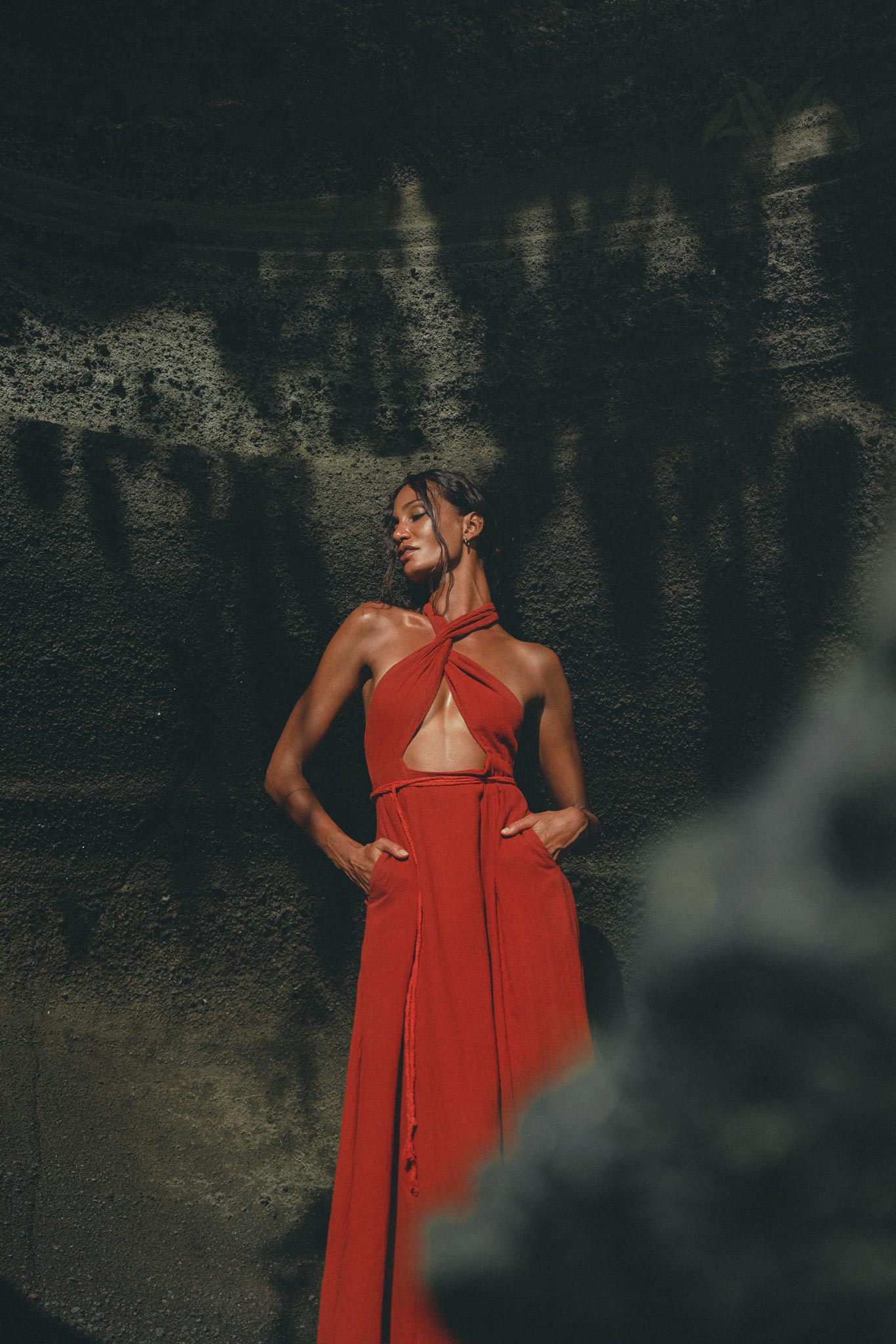 Red Rose Harmonia Dress • Goddess Dress • Open Belly Sexy Dress • Organic Adjustable Dress - AYA Sacred Wear