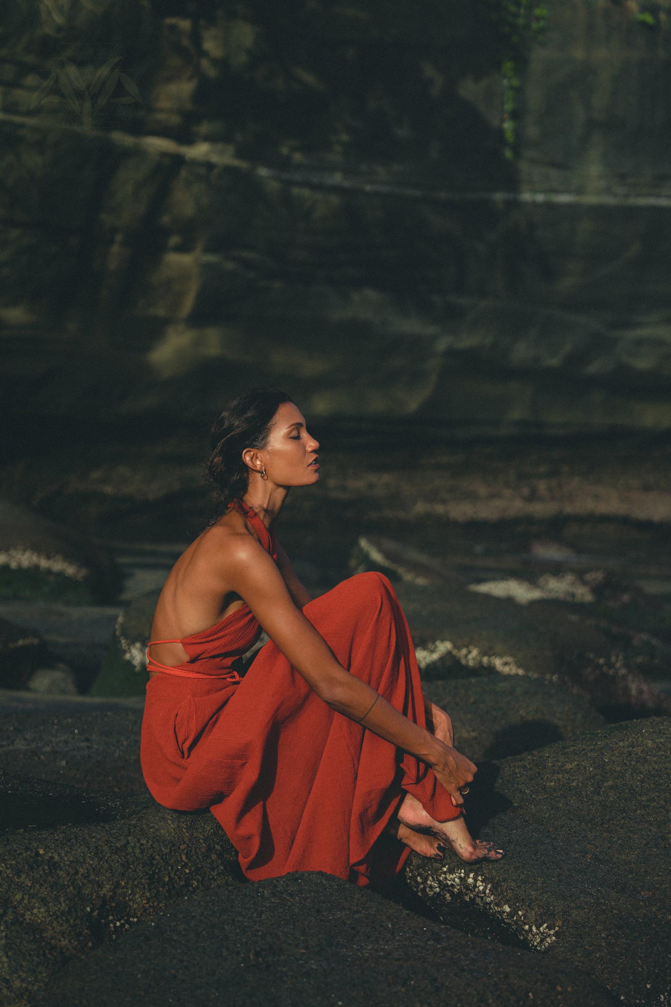 Red Rose Harmonia Dress • Goddess Dress • Open Belly Sexy Dress • Organic Adjustable Dress - AYA Sacred Wear