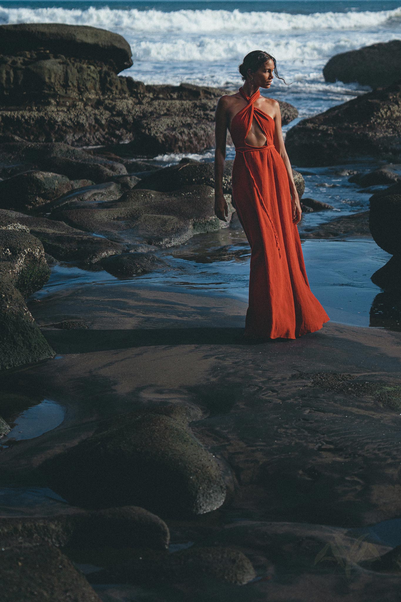 Red Rose Harmonia Dress • Goddess Dress • Open Belly Sexy Dress • Organic Adjustable Dress - AYA Sacred Wear