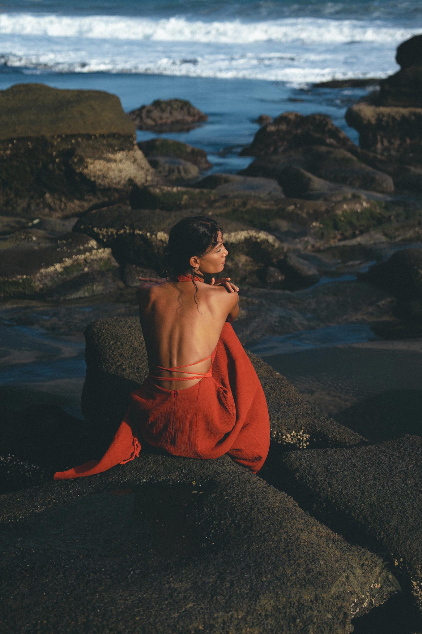 Red Rose Harmonia Dress • Goddess Dress • Open Belly Sexy Dress • Organic Adjustable Dress - AYA Sacred Wear