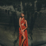 Red Rose Harmonia Dress • Goddess Dress • Open Belly Sexy Dress • Organic Adjustable Dress - AYA Sacred Wear