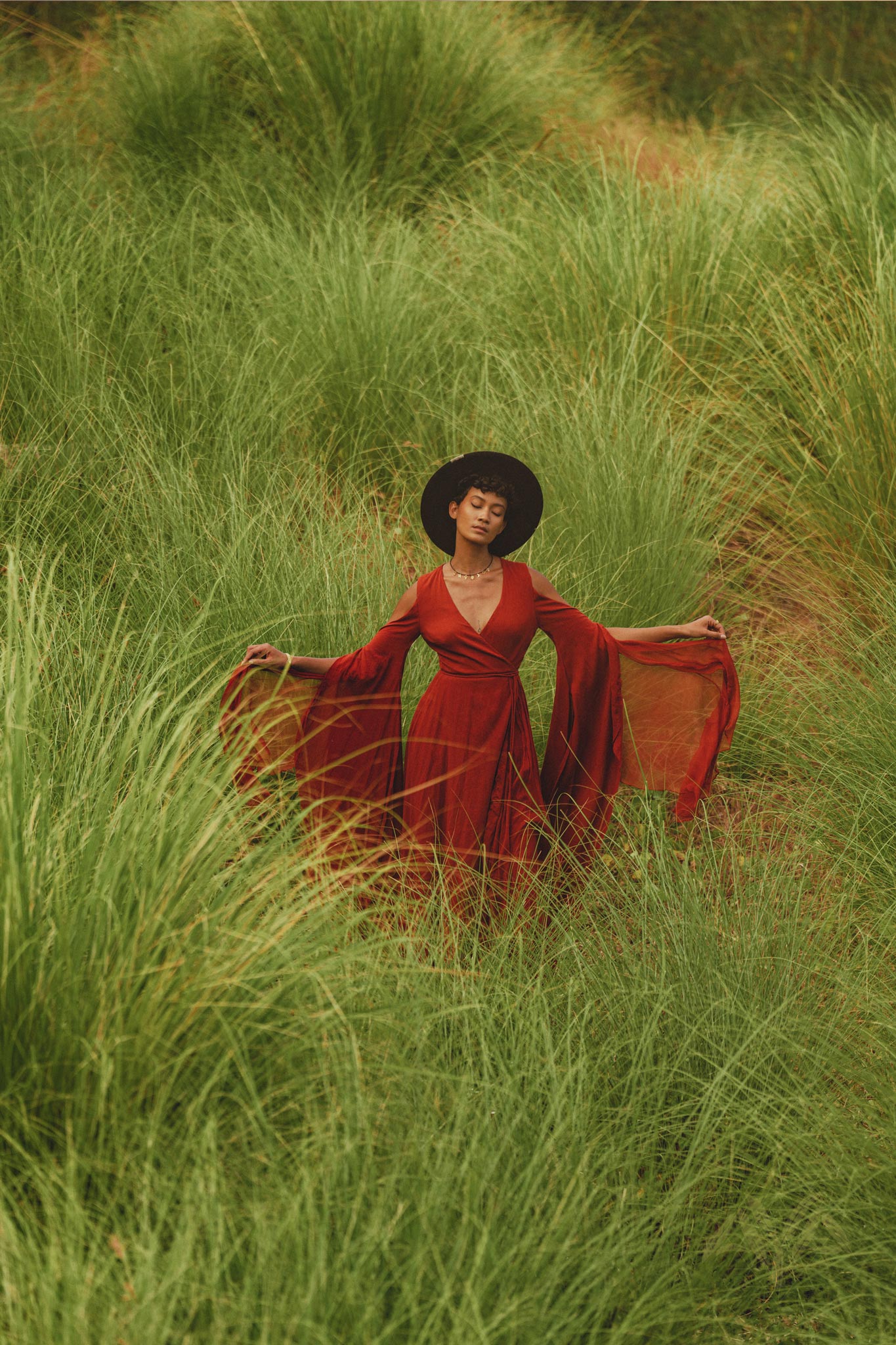 Red Rose Makosh Goddess Dress • Boho Fairy Wings Dress • Light Cotton Formal Dress - AYA Sacred Wear