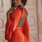 Red Rose Sundari Silk Gown • Ivory Beach Wedding Dress • Open Back Maxi Dress - AYA Sacred Wear