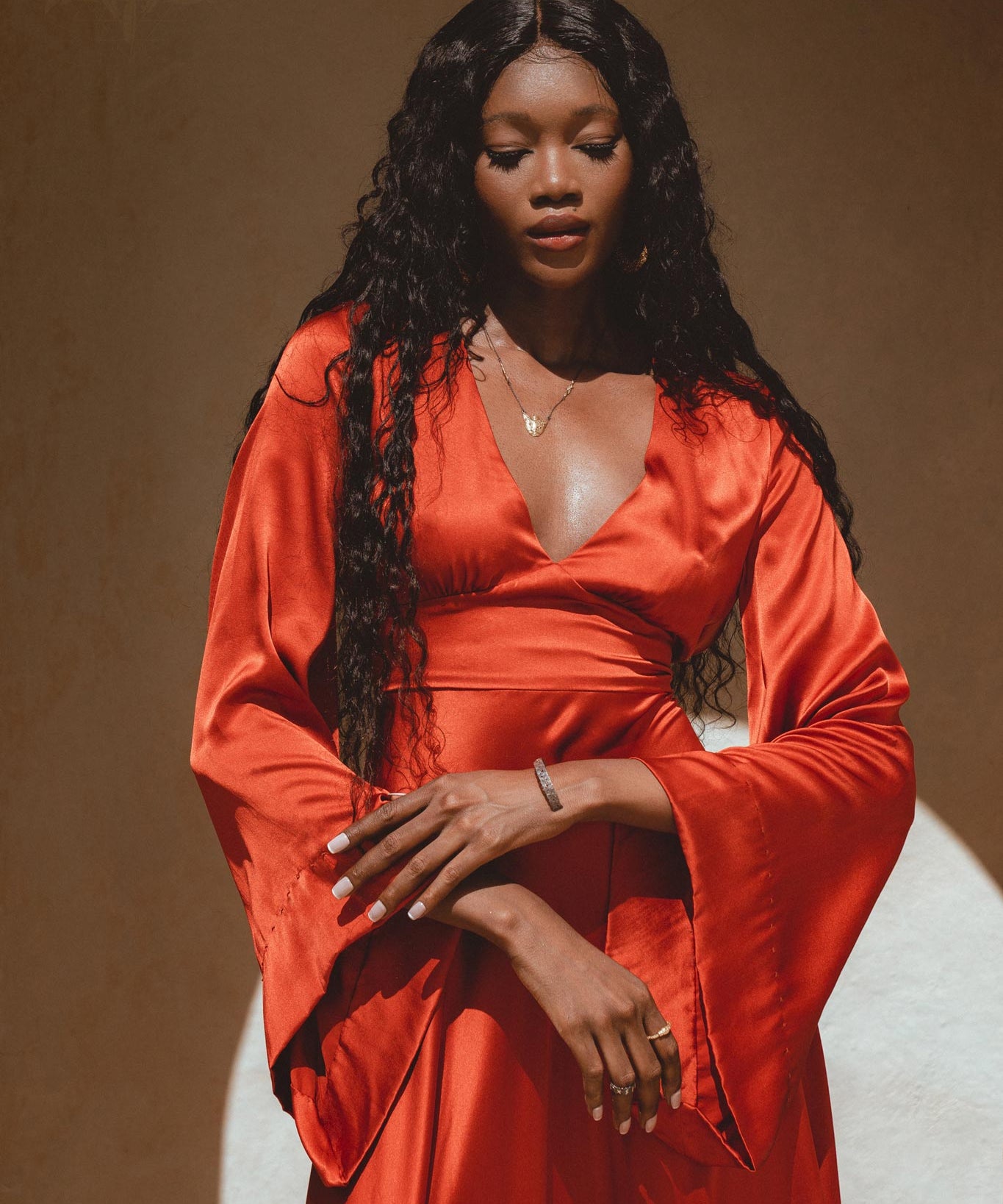 Red Rose Sundari Silk Gown • Ivory Beach Wedding Dress • Open Back Maxi Dress - AYA Sacred Wear