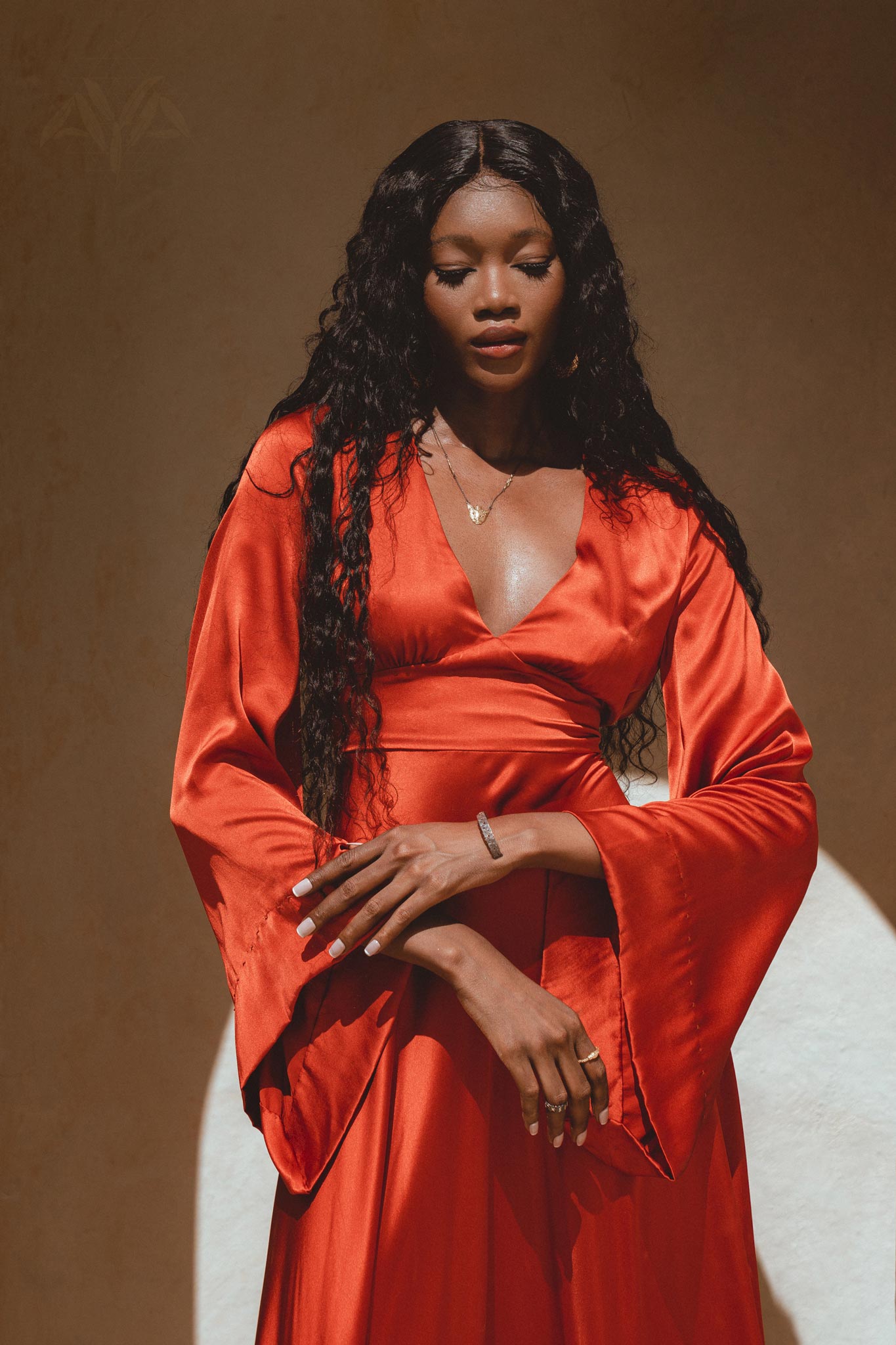 Red Rose Sundari Silk Gown • Ivory Beach Wedding Dress • Open Back Maxi Dress - AYA Sacred Wear