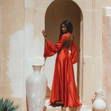 Red Rose Sundari Silk Gown • Ivory Beach Wedding Dress • Open Back Maxi Dress - AYA Sacred Wear